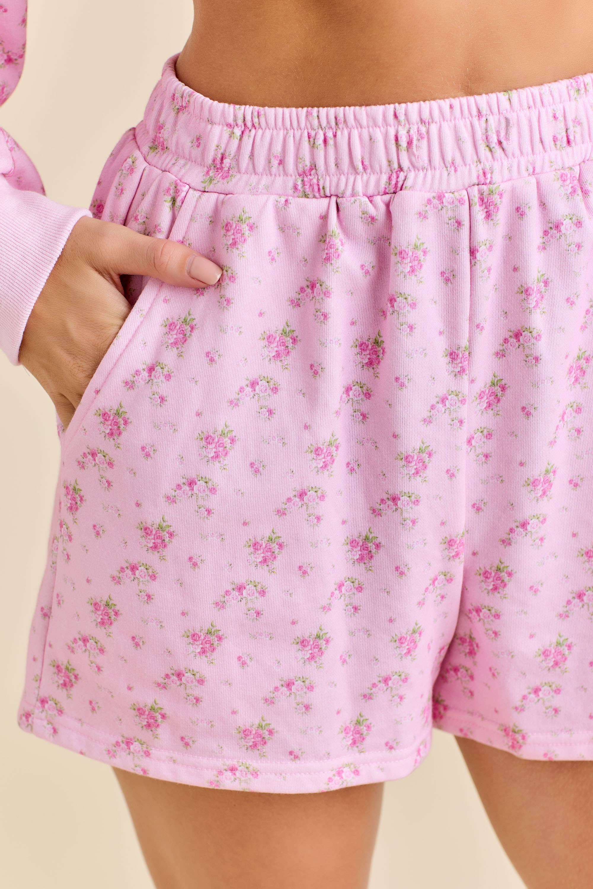 Main Strip - Floral Print Hoodie Set – Pastel Cozy Loungewear🌷: Pink