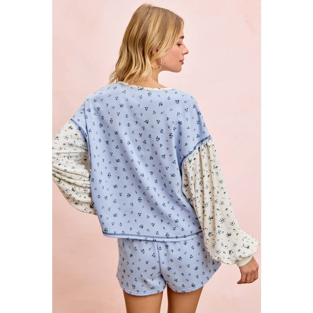 FLORAL PRINTED MIX AND MATCH BUTTONED TOP