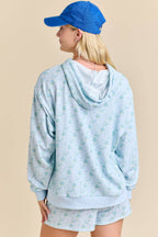 Main Strip - Floral Print Hoodie Set – Pastel Cozy Loungewear🌷: LIGHT BLUE
