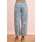 ROSE PRINTED WASHED DENIM PANTS