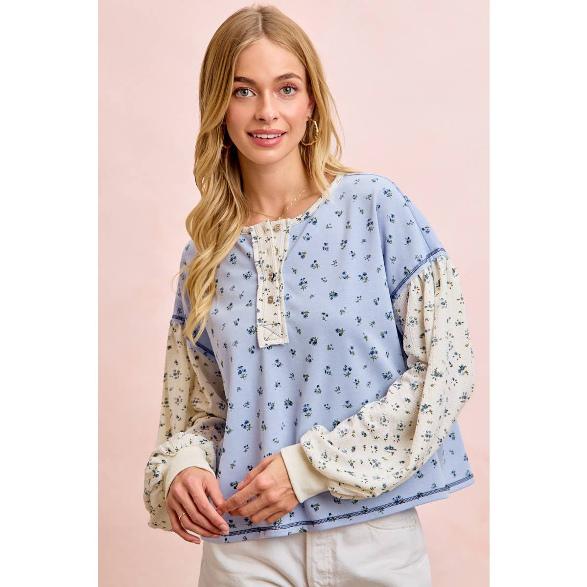 FLORAL PRINTED MIX AND MATCH BUTTONED TOP