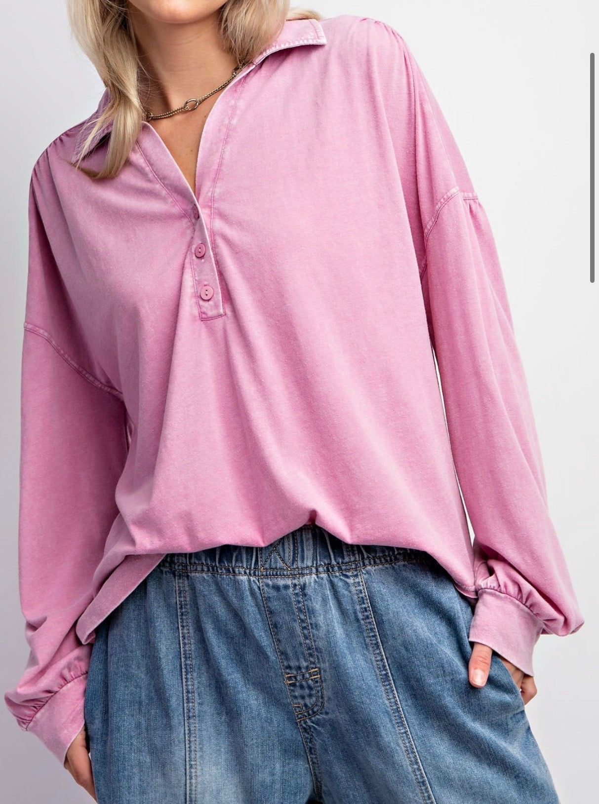 Cotton Candy Henley Jersey Top - FINAL SALE