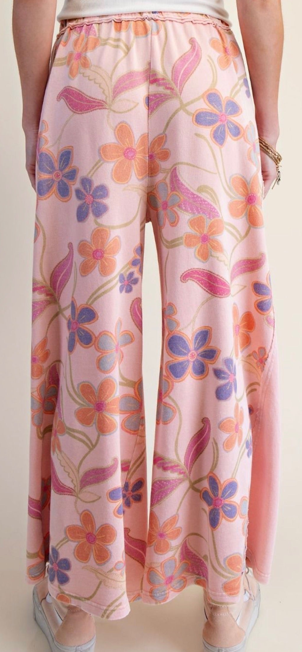 Coral Floral Terry Pant Set