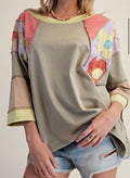 Olive Floral Patch Top