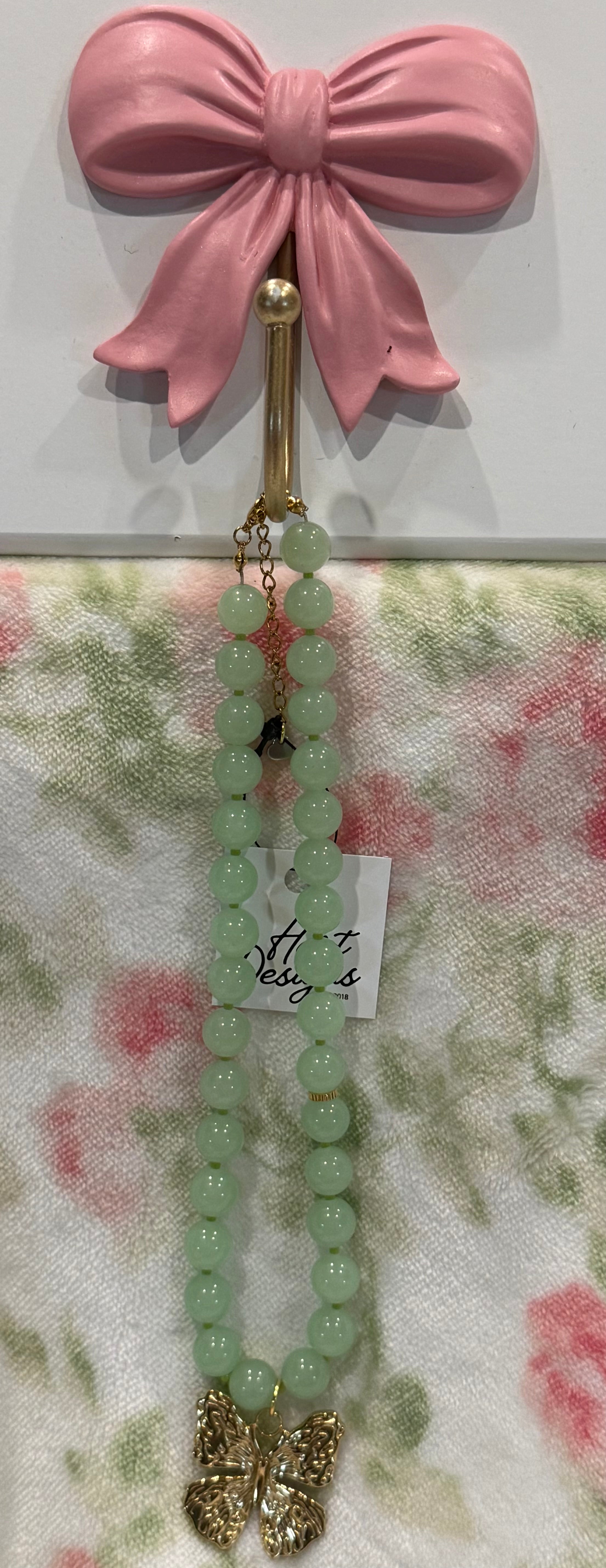 Butterfly Green Bead Necklace