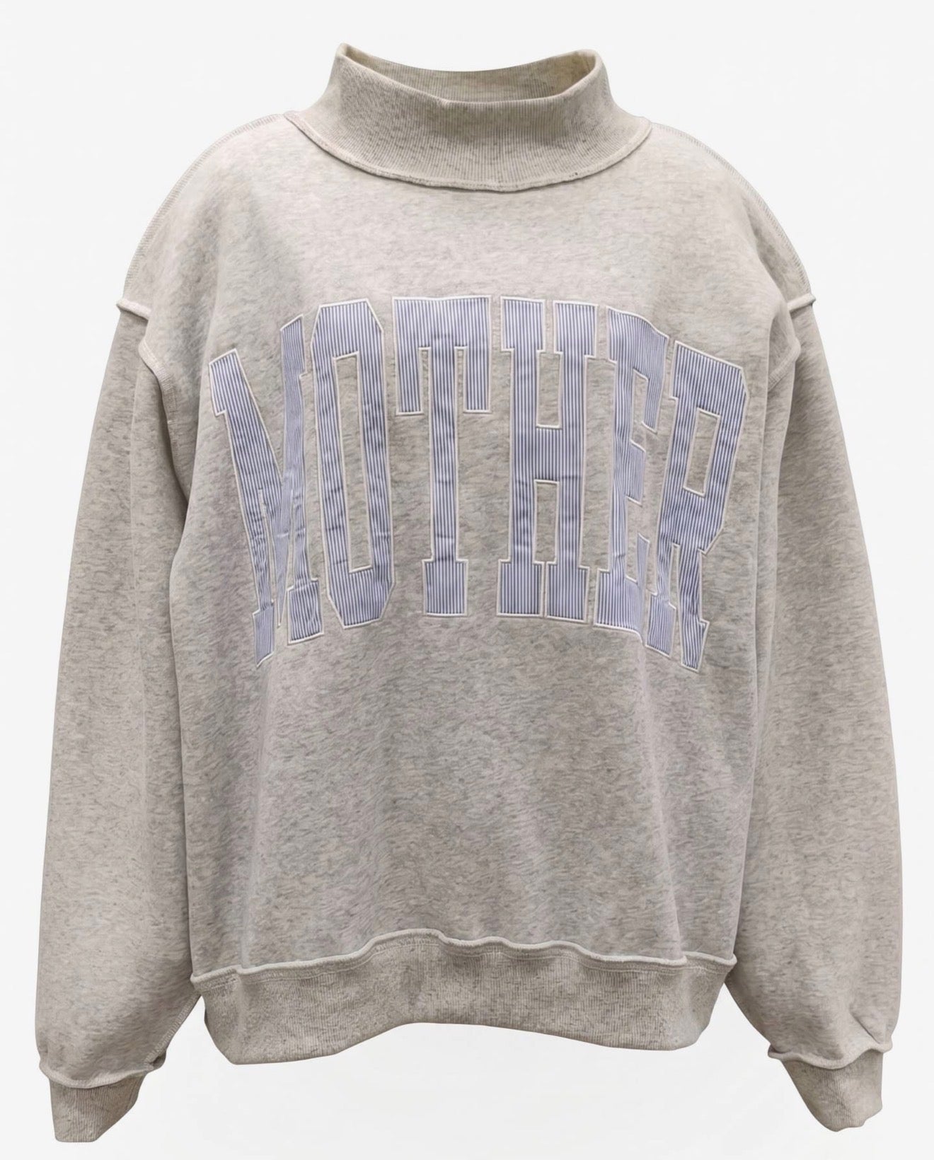 Embroidered Striped Mother Mock Neck