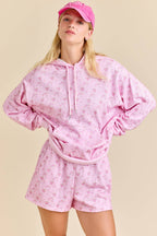 Main Strip - Floral Print Hoodie Set – Pastel Cozy Loungewear🌷: Pink